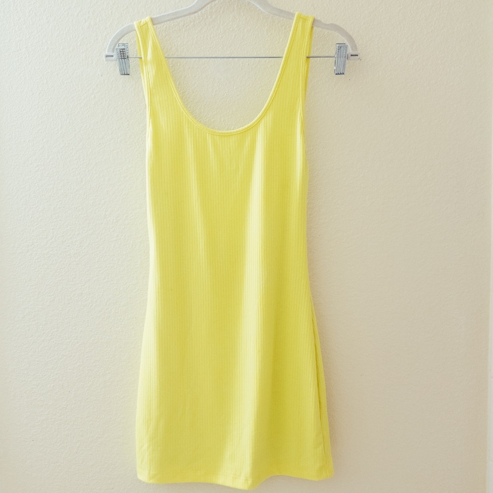 superdown Neon Yellow Ribbed Mini Dress